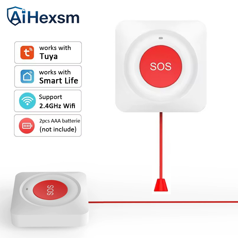 Smart Elderly Home - Przycisk SOS WiFi Tuya, łatwe wyciąganie