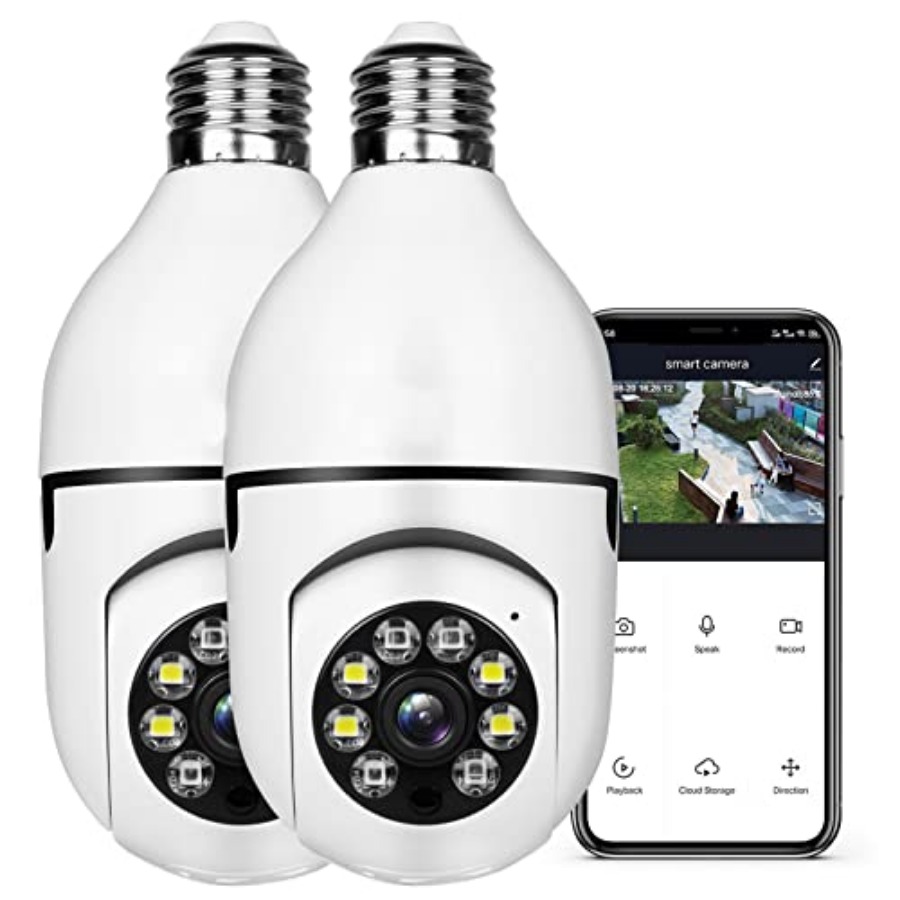 Smart Home Camera - Żarówka z kamerą bezprzewodową 1080P, inteligentna
